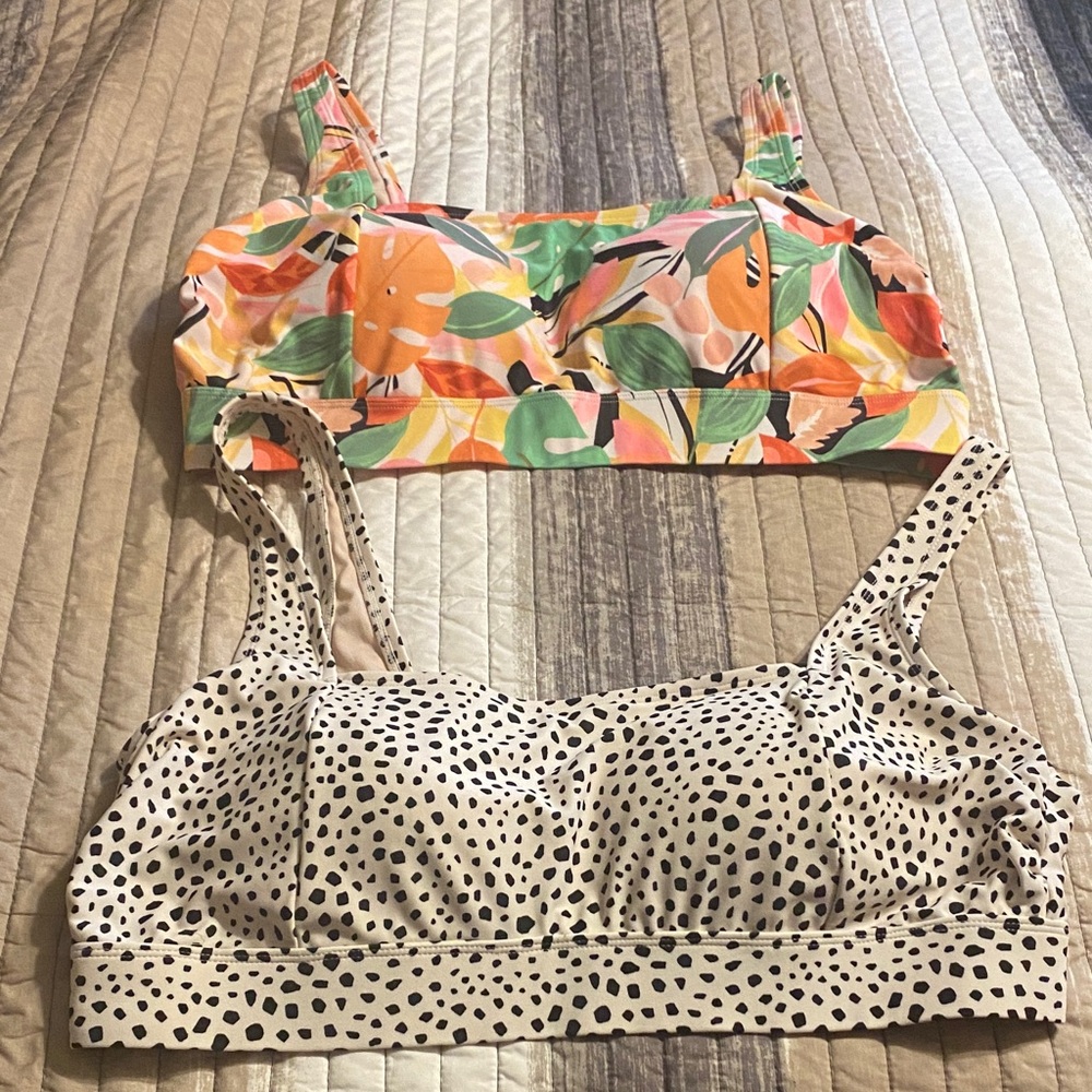 Kona Sol Multicolor Floral and Black Dot Swim Camisoles